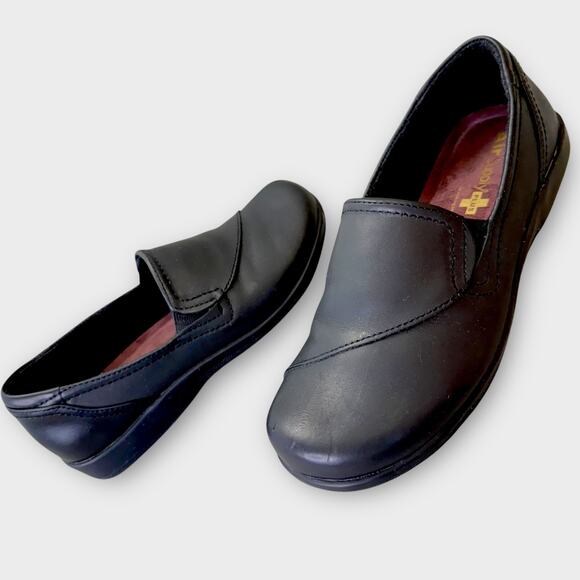 Air Supply Plus Leather Loafer Comfort Walking Shoes Slip On Women Size 6M Black - Picture 2 of 11